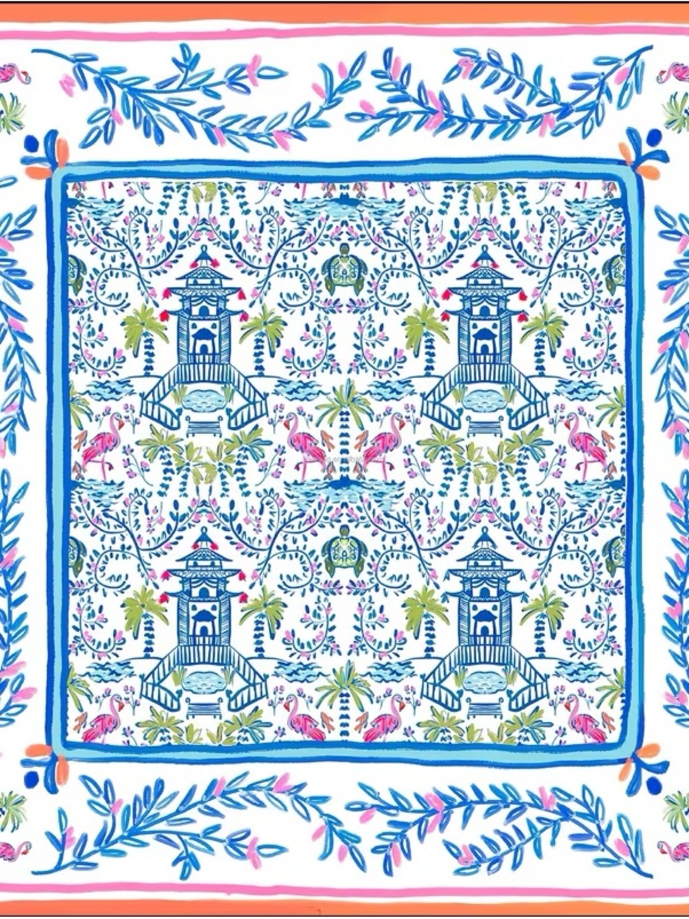 MAHJONG MAT Chinoiserie Flamingo Printed mat